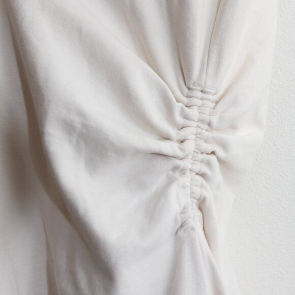 COS Gathered Asymmetric Midi Dress White V-Neck Ruched Cinched Sleeveless Small - Picture 10 of 16